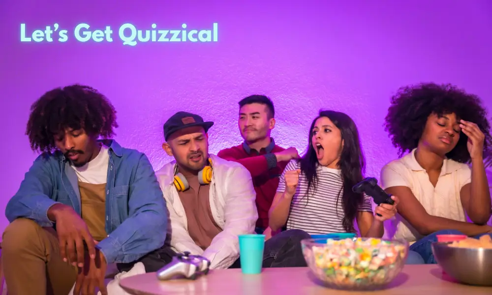 Virtual Activities 10 Lets get quizzical in-person team activity with multi-racial group of friends